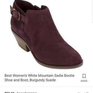 White mountain sadie suede burgundy bootie size 9